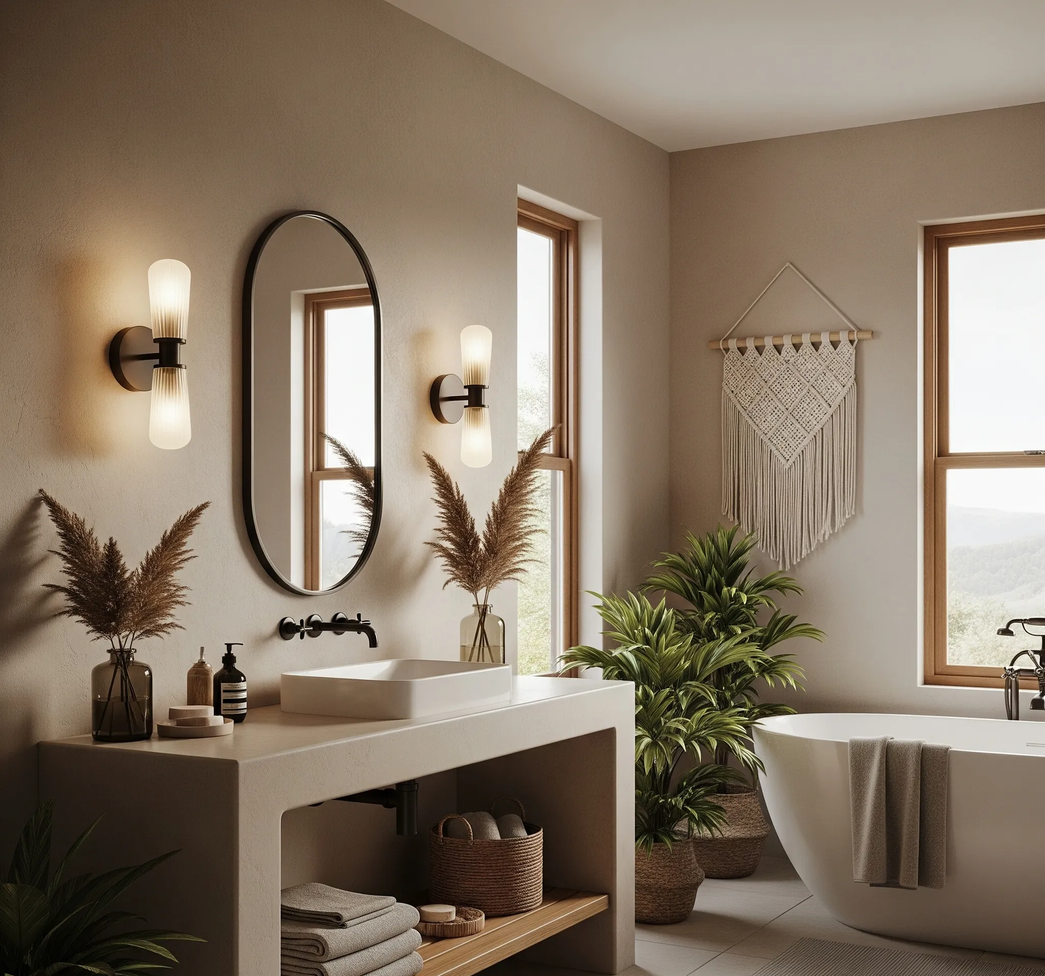 boho bathroom lighting