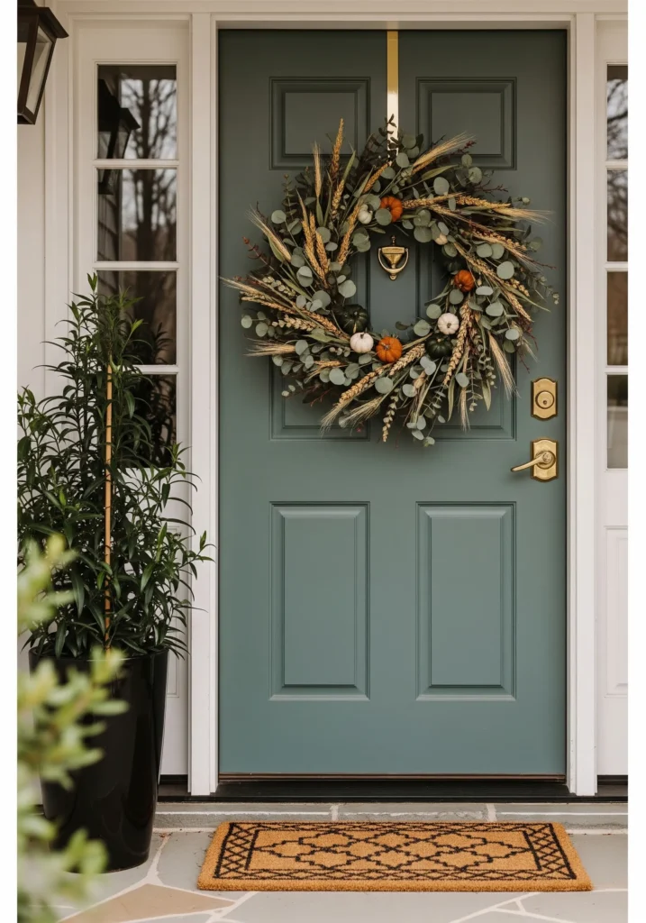 11 Front Porch Decor Ideas for a Warm Thanksgiving Welcome dried flower wreath thanksgiving