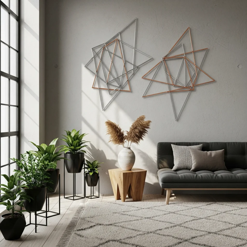 geometric metal wall sculpture