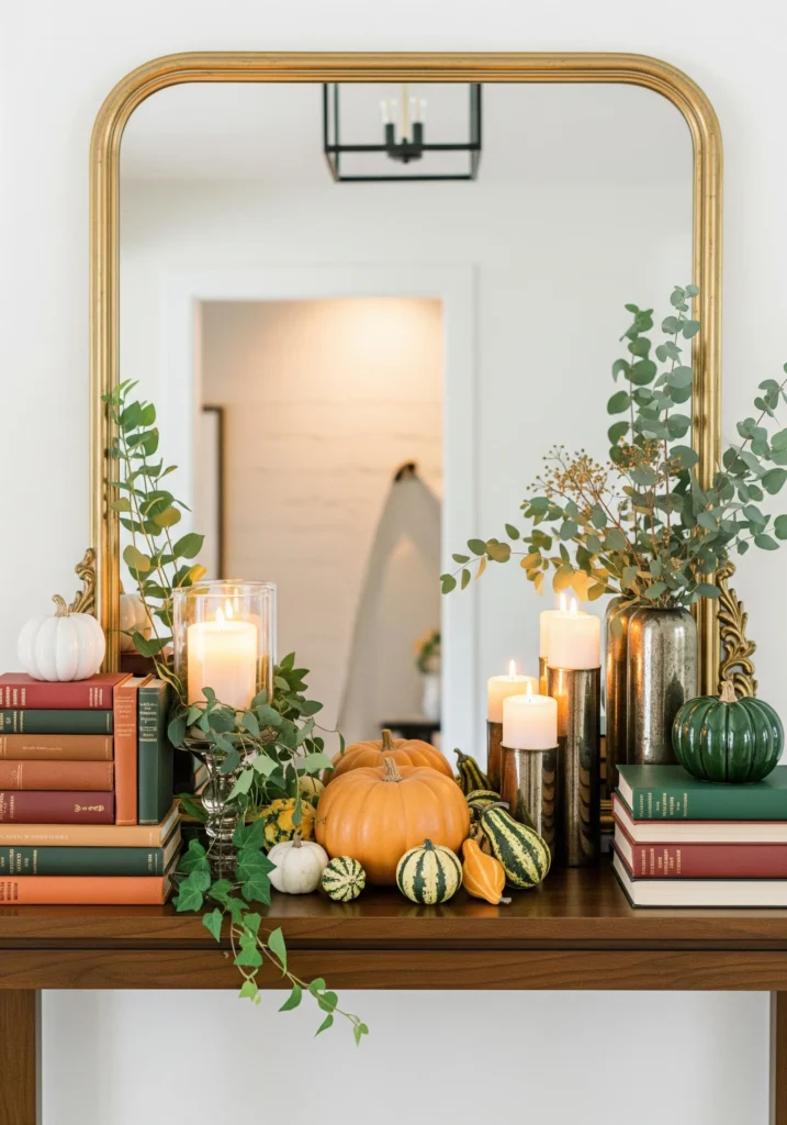 modern fall entryway styling