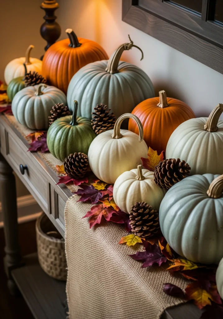 small entryway fall decorating