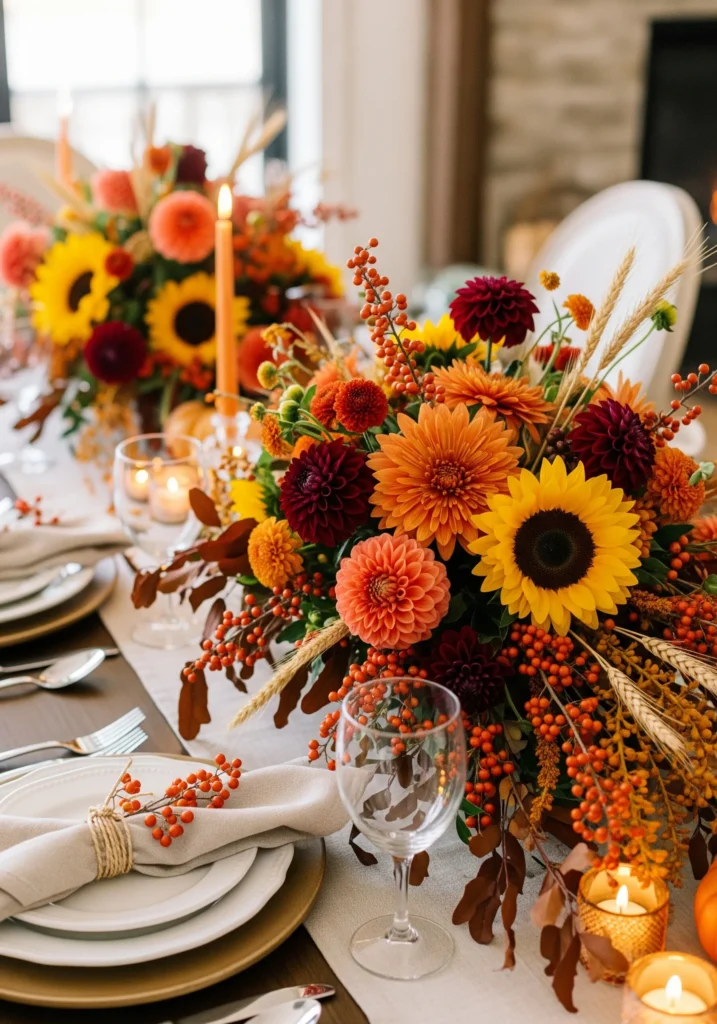 12 Cozy & Elegant Thanksgiving Table Setting Ideas Guests Will Love thanksgiving table centerpieces