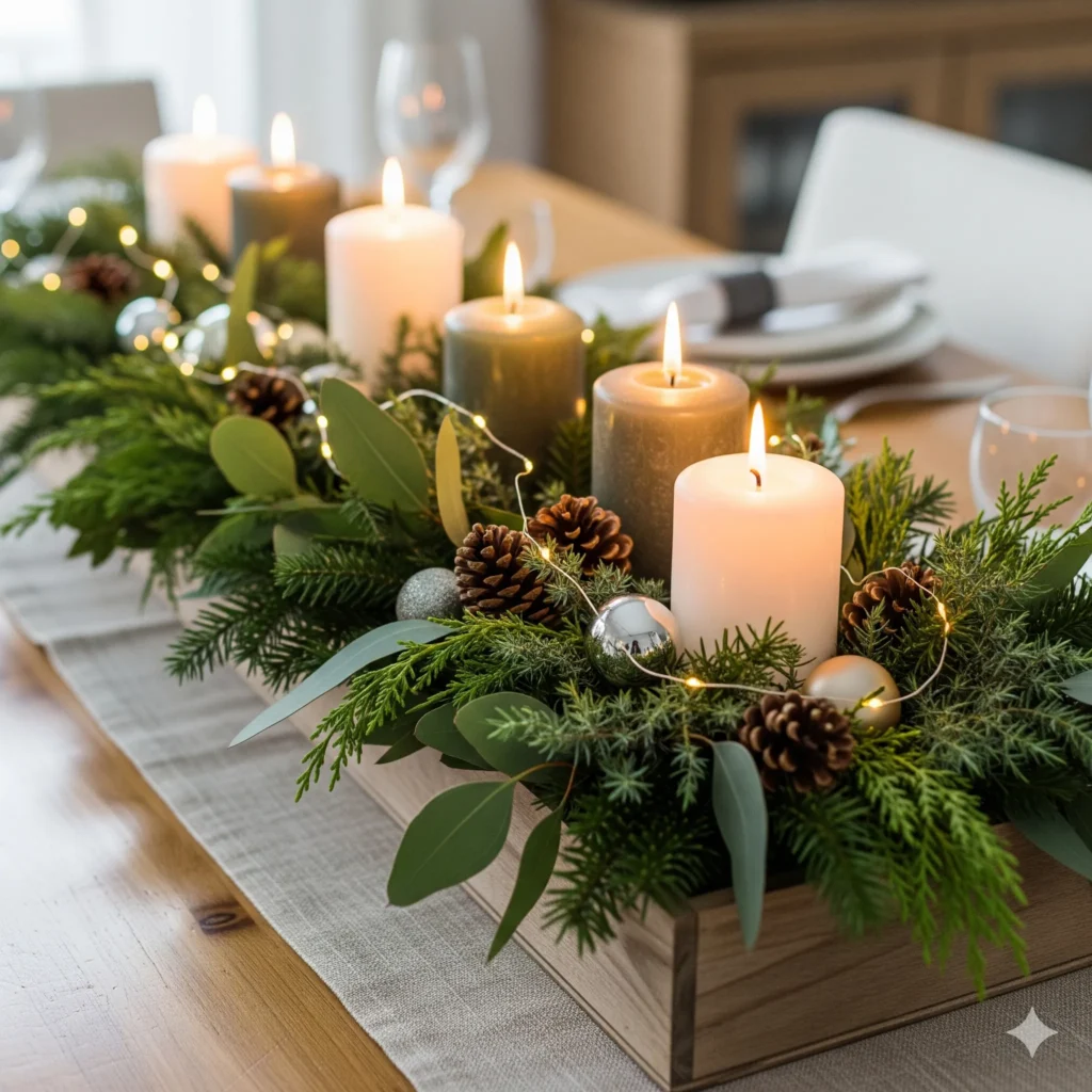 12 DIY Christmas Centerpieces with Candles & Greenery That Wow Every Guest christmas centerpiece ideas