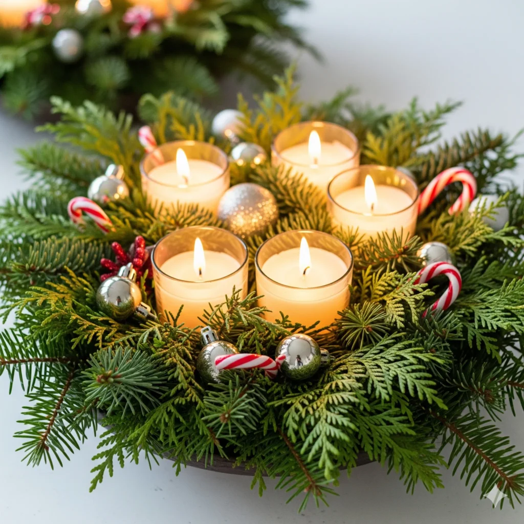 12 DIY Christmas Centerpieces with Candles & Greenery That Wow Every Guest christmas centerpiece with greenery