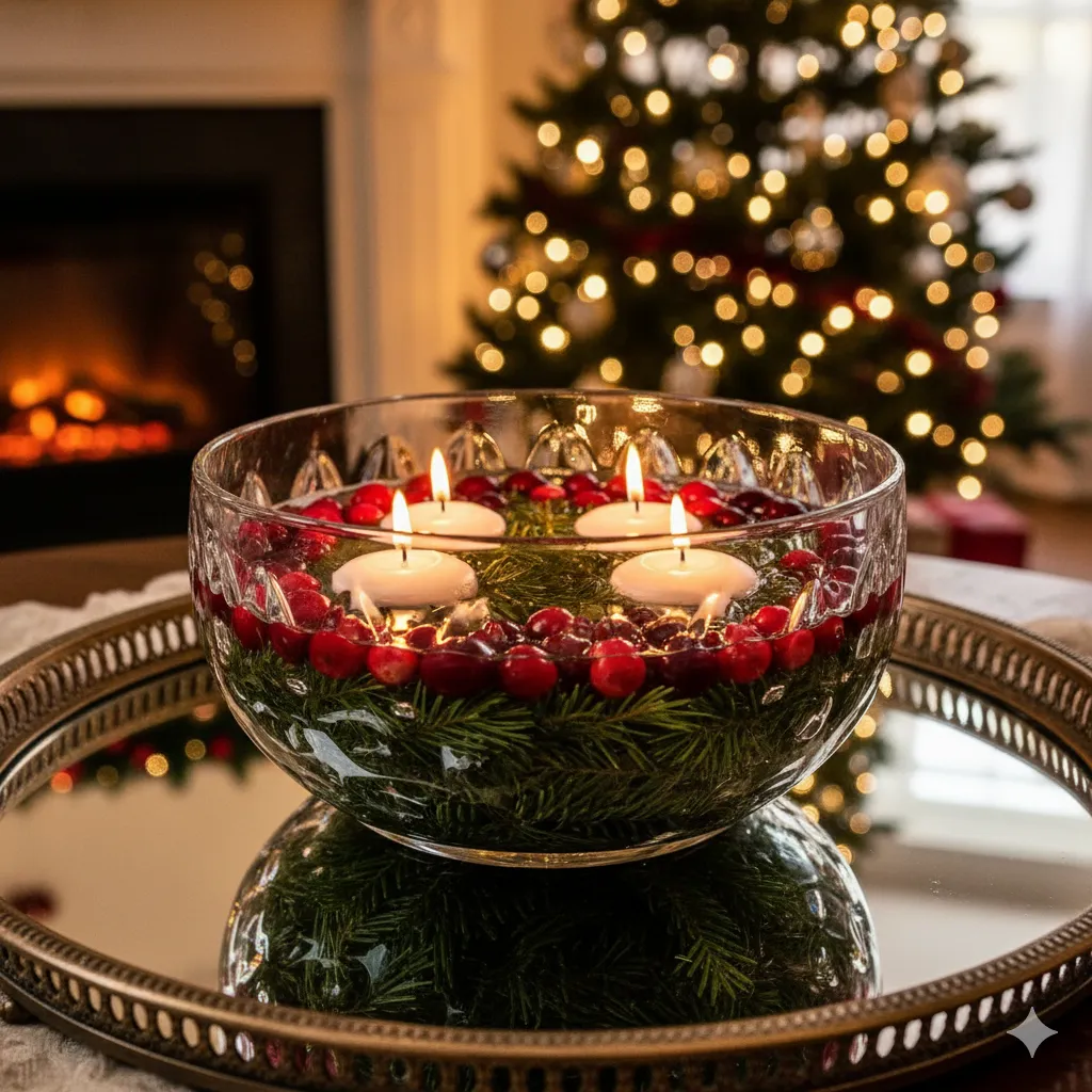 12 DIY Christmas Centerpieces with Candles & Greenery That Wow Every Guest christmas glass bowl centerpiece ideas