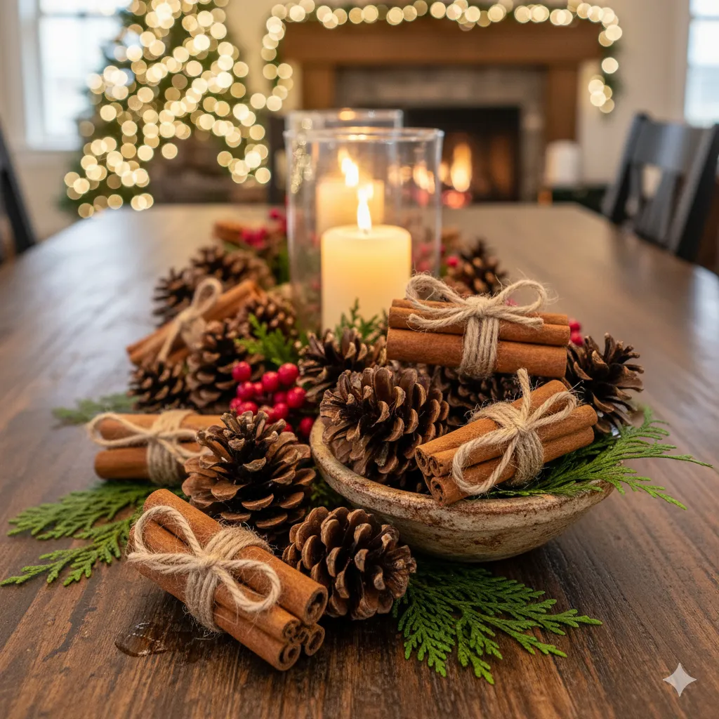 11 Must-Try Rustic Christmas Centerpieces with Pinecones & Greenery christmas rustic centerpieces