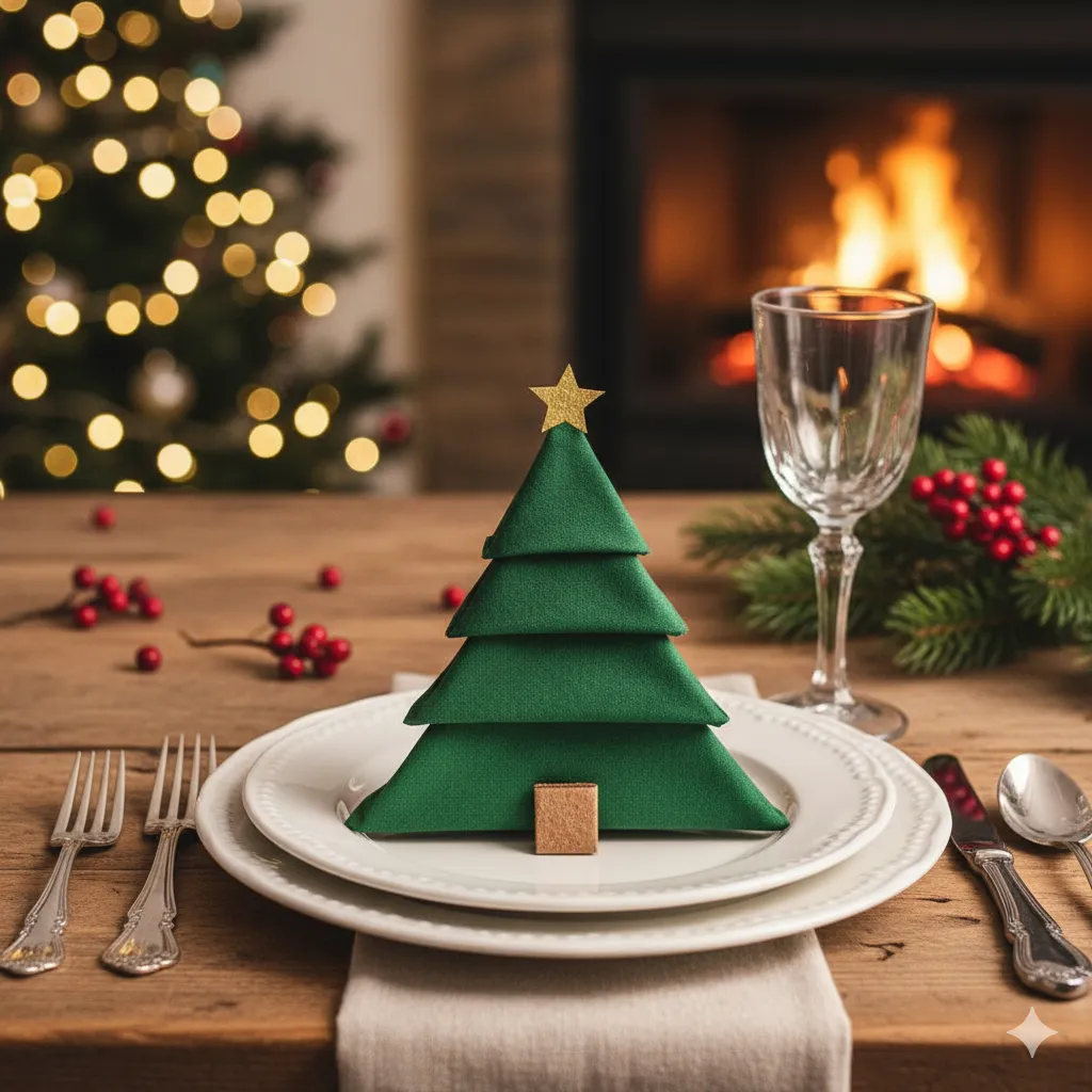 12 Genius Christmas Napkin Folding Ideas That Wow Every Guest christmas tree napkin fold
