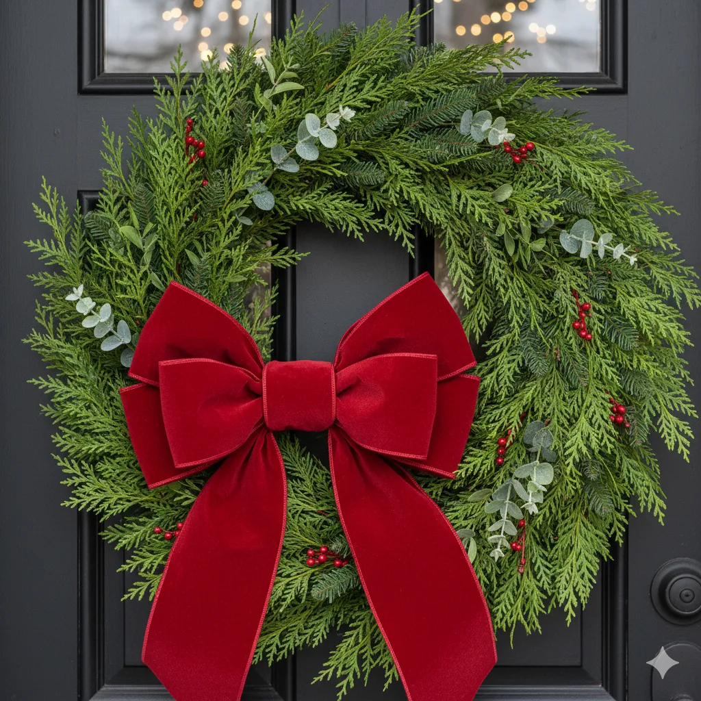 11 Christmas Wreaths with Bows & Florals for a Festive Entrance christmas wreath with ribbon