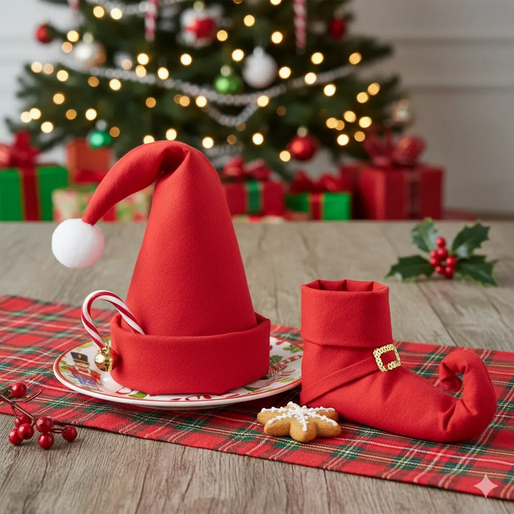 12 Genius Christmas Napkin Folding Ideas That Wow Every Guest elf hat napkin fold