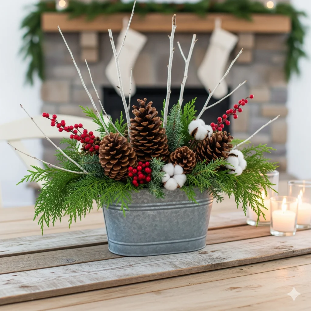 11 Must-Try Rustic Christmas Centerpieces with Pinecones & Greenery farmhouse christmas centerpiece ideas