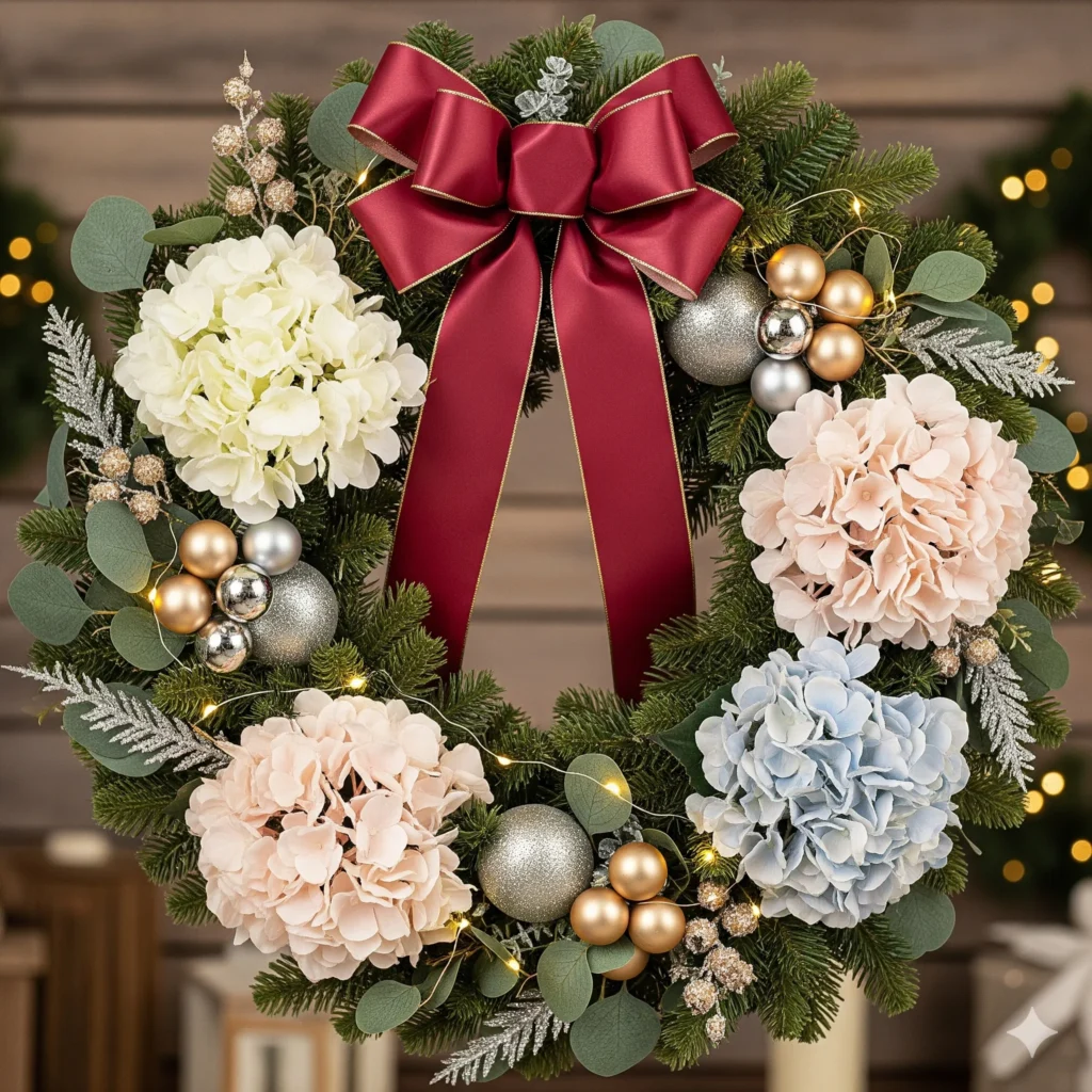 11 Christmas Wreaths with Bows & Florals for a Festive Entrance floral christmas wreath