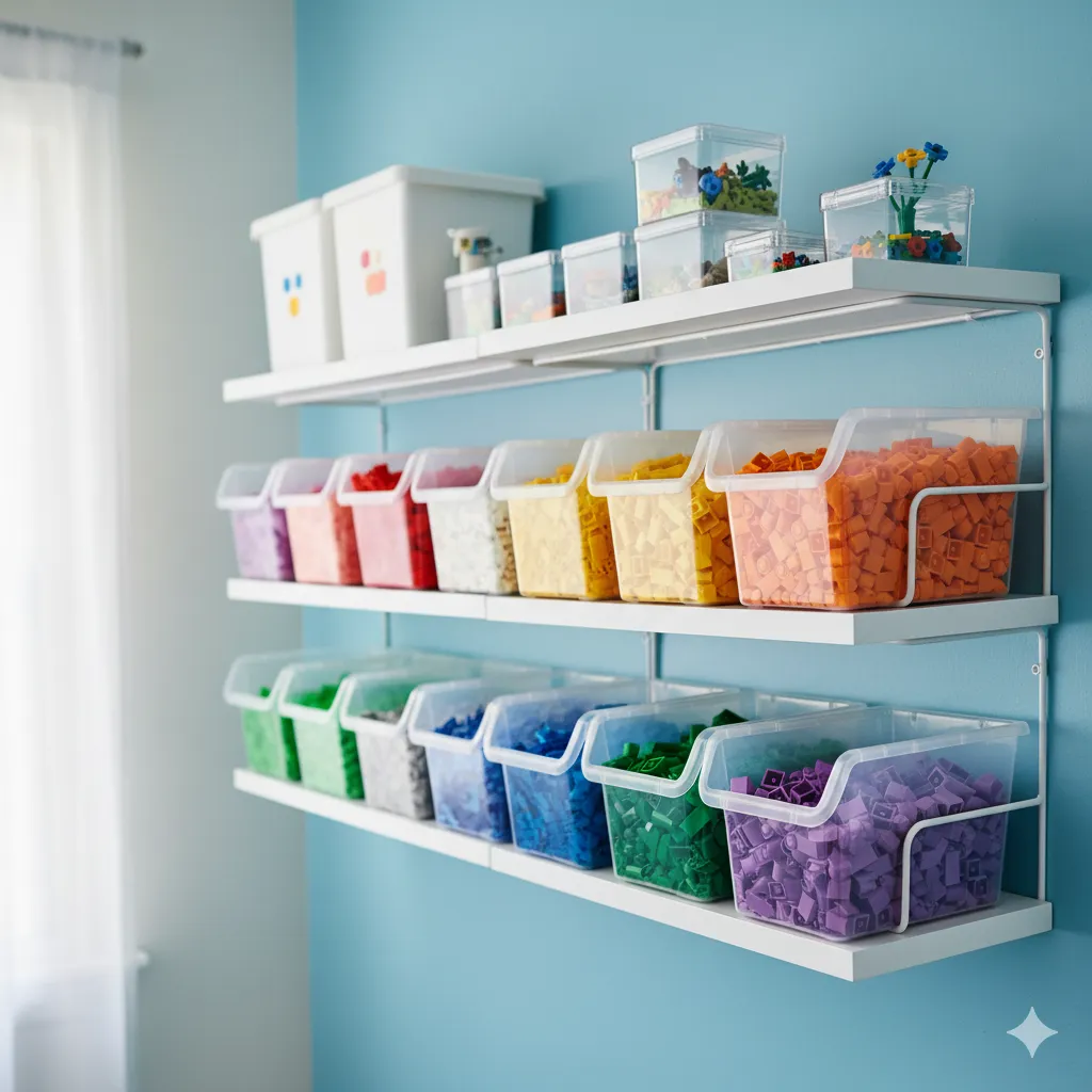 17 Genius Lego Storage Ideas Every Kid’s Room Needs kids room toy storage