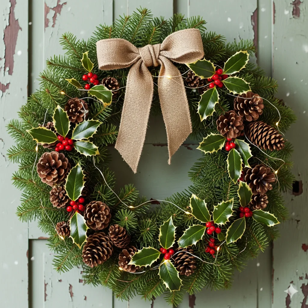 11 Rustic Christmas Wreath Ideas with Pinecones & Berries pinecones and berries wreath