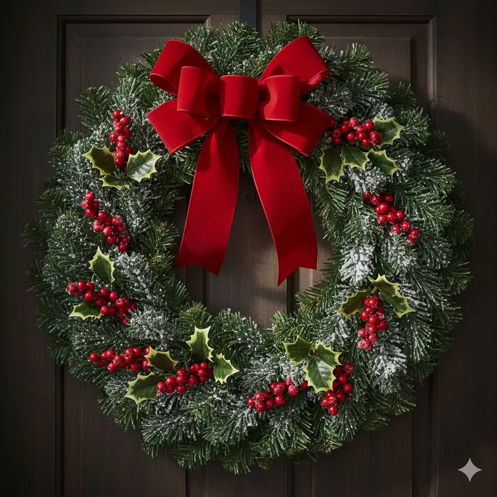 11 Christmas Wreaths with Bows & Florals for a Festive Entrance red bow christmas wreath