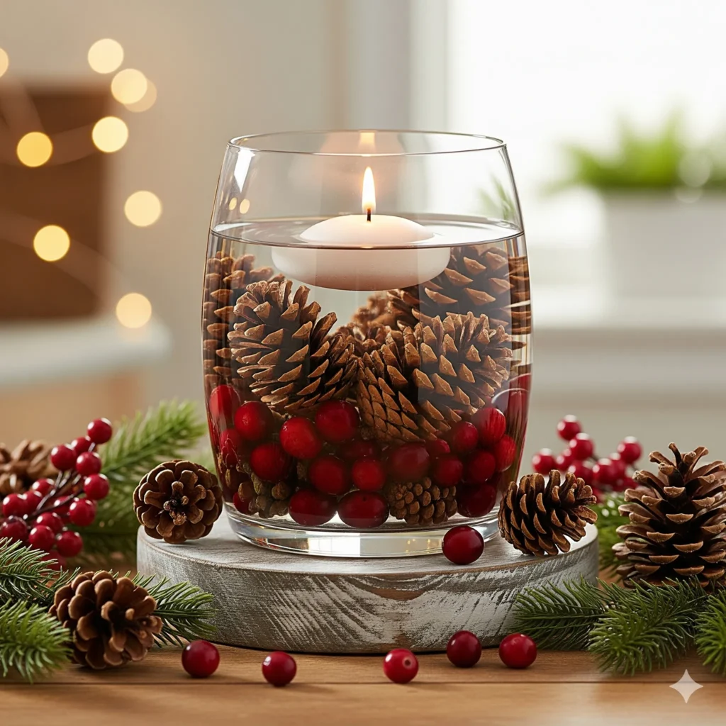 11 Must-Try Rustic Christmas Centerpieces with Pinecones & Greenery rustic christmas centerpiece ideas