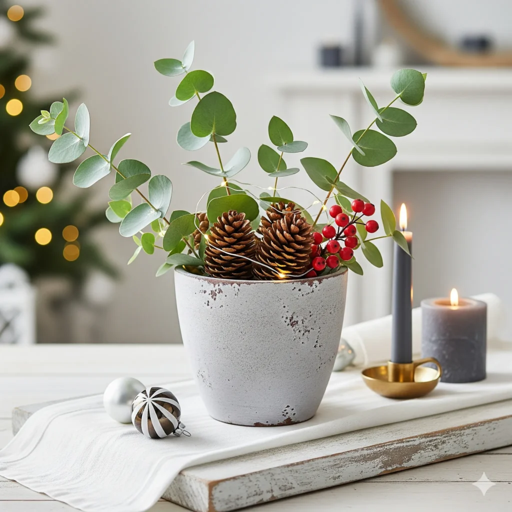 11 Must-Try Rustic Christmas Centerpieces with Pinecones & Greenery rustic christmas table centerpiece