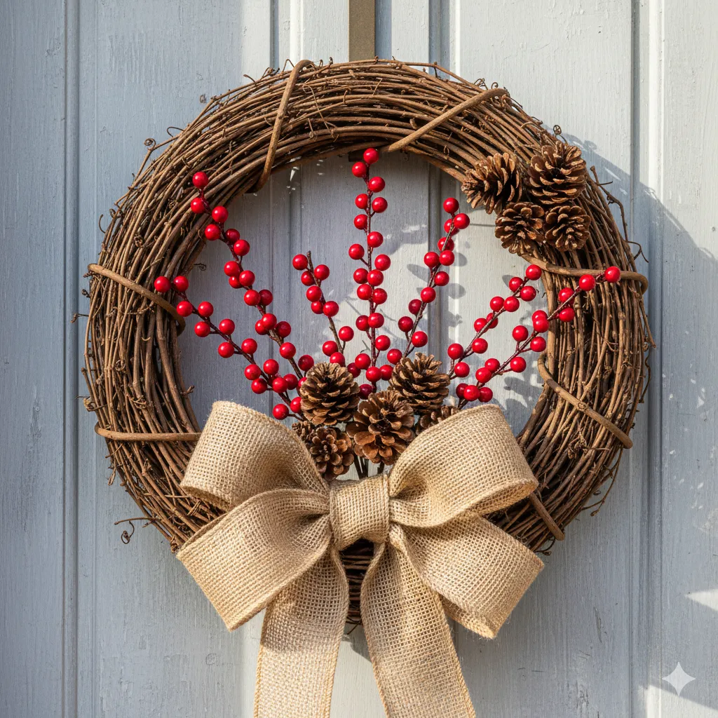 11 Christmas Wreaths with Bows & Florals for a Festive Entrance rustic farmhouse wreath christmas
