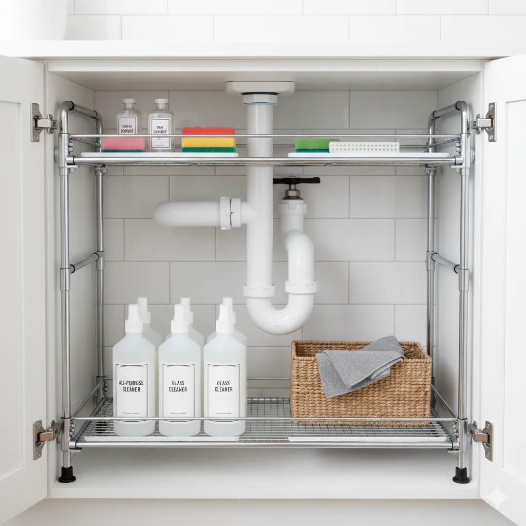 small space under sink organization
