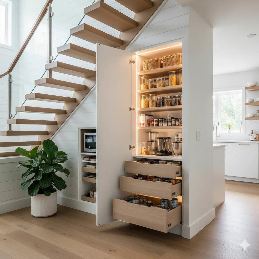 14 Clever Under Stair Storage Ideas You’ll Wish You Tried Sooner under stair pantry storage ideas