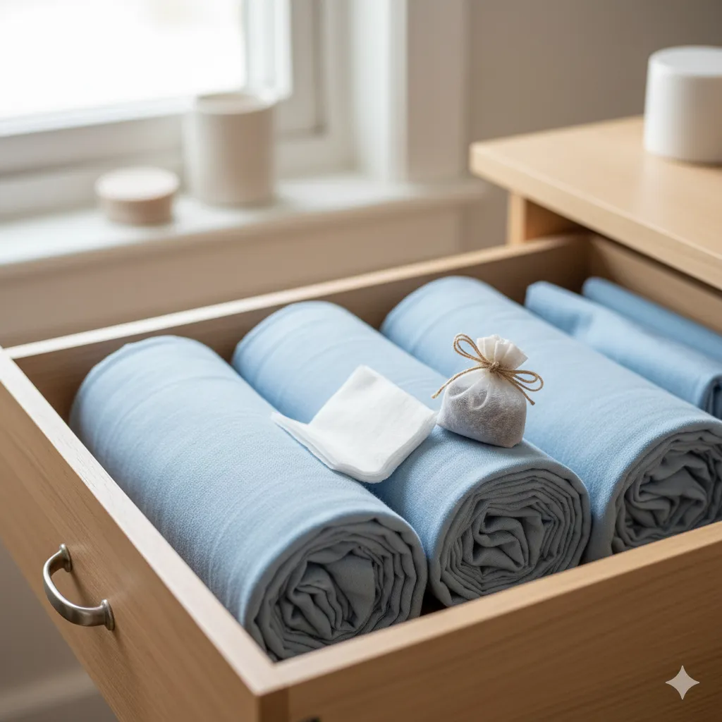 fold bed sheets to save space 