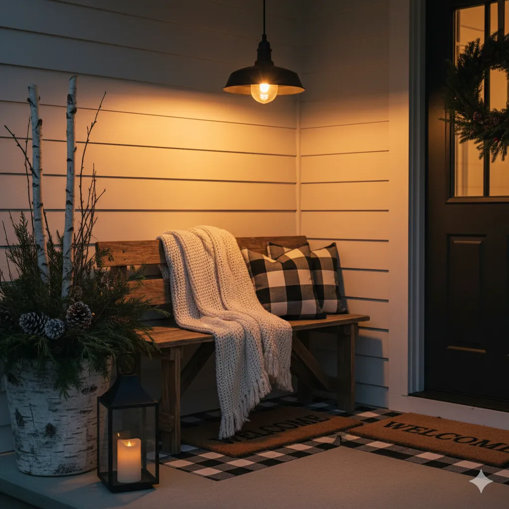15 Cozy Winter Porch Decor Ideas for a Warm & Inviting Entrance winter porch decor not christmas